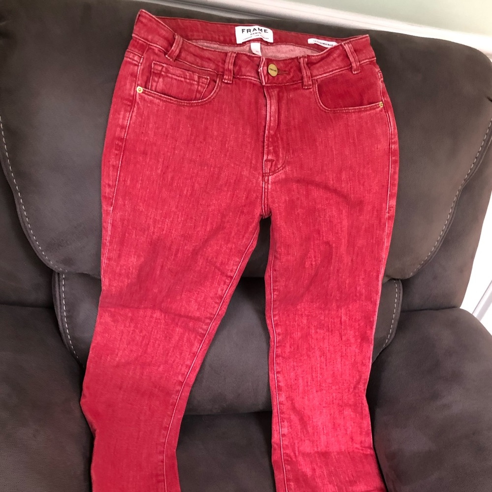 Frame -Red Le Crop Mini Boot
